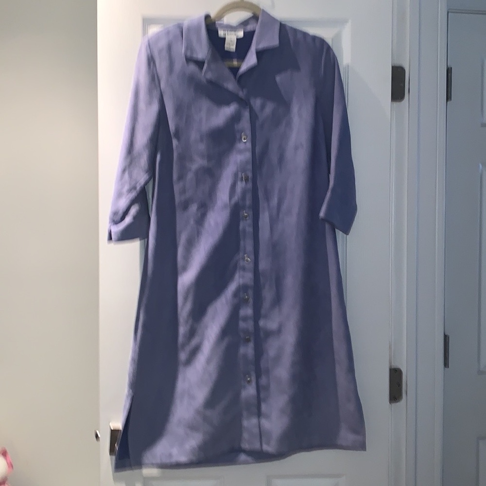 H Look ultra suede button down shirt dress lavender purple size medium